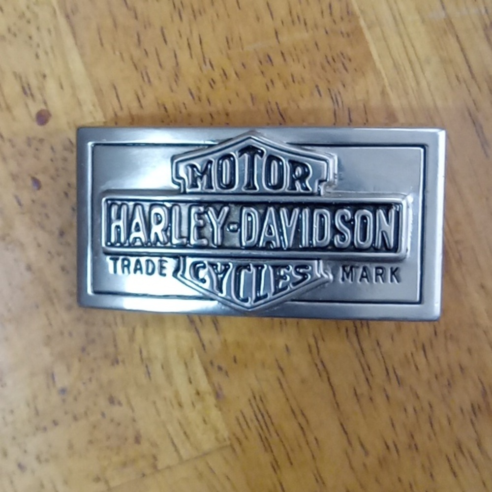 Harley-Davidson Silver and Black Rectangular Logo Belt Buckle - Picture 8 of 8